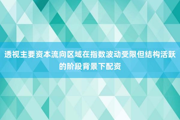 透视主要资本流向区域在指数波动受限但结构活跃的阶段背景下配资
