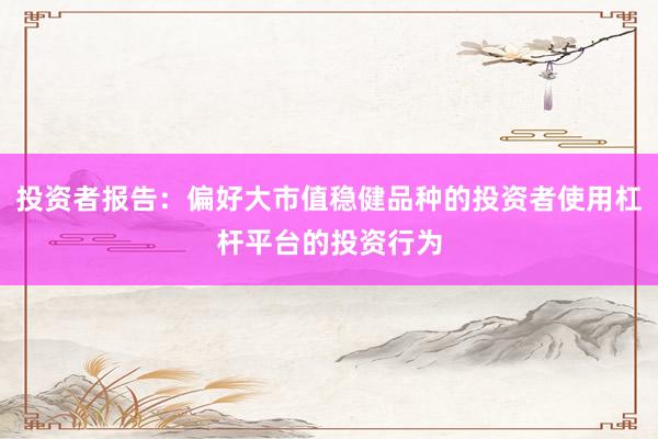 投资者报告:偏好大市值稳健品种的投资者使用杠杆平台的投资行为