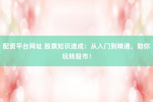 配资平台网址 股票知识速成：从入门到精通，助你玩转股市！